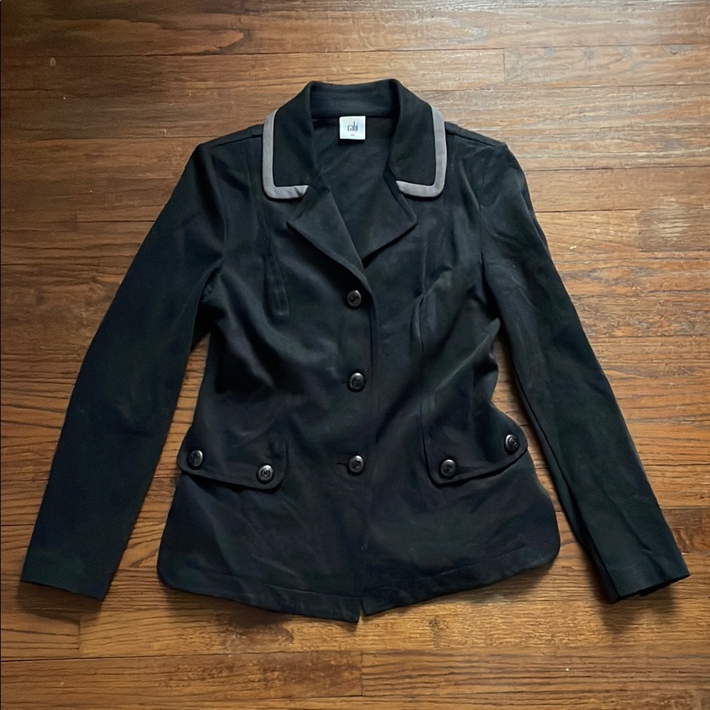 Cabi Charcoal Ponte Knit Crew Blazer